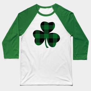 St. Patrick's Day Buffalo Green Plaid Lucky Shamrock Baseball T-Shirt